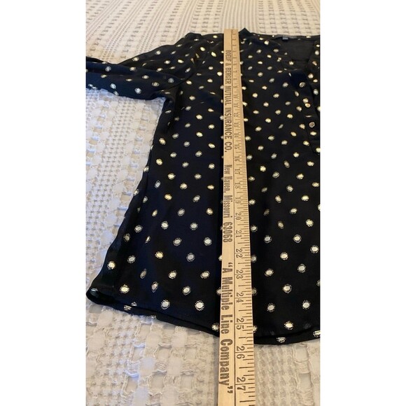 The Limited Sheer Blouse Top Size Small  Black w/ Gold Sparkle Dots  V Neck - Picture 12 of 12